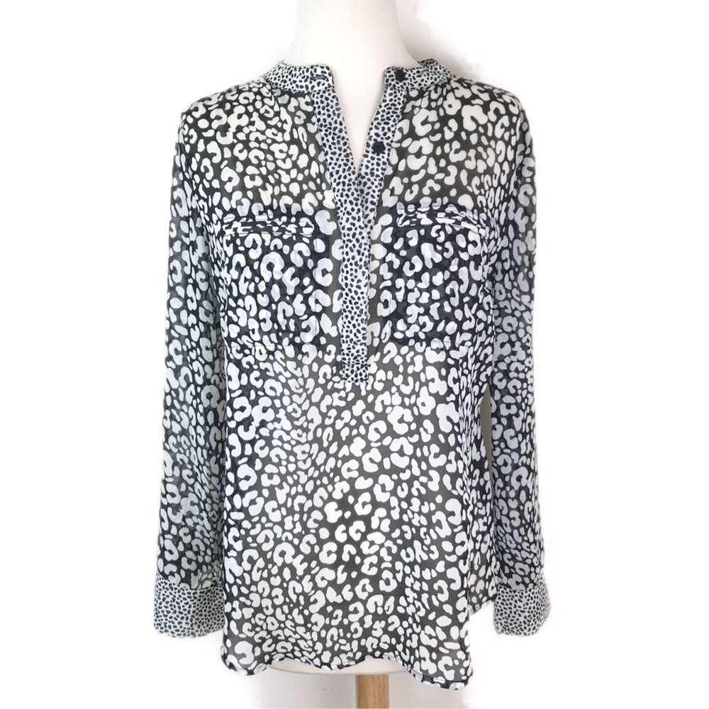 Leopard print sheer blouse